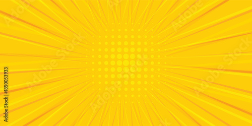 Pop art yellow comics book cartoon magazine cover. Cartoon funny retro pattern strip mock up. Vector halftone illustration.