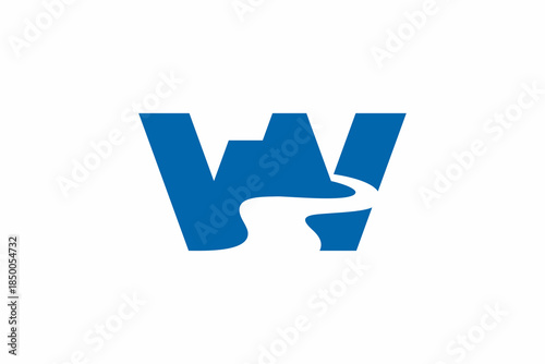 Free Download Letter W Mountain River Logo  - GFXLoad