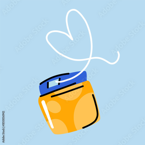 Heart-shaped waxed dental floss for oral hygiene and dental care