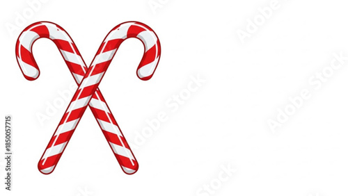 Two traditional red and white striped candy canes crossed over each other, perfect for holiday and festive occasions