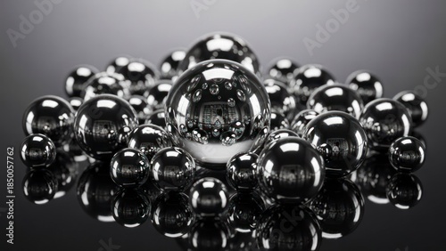 Shiny metal sphere group
