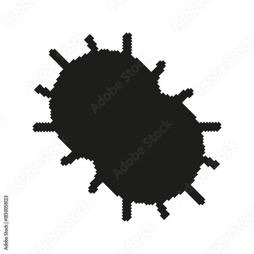 Virus Silhouette Pixel Art Icon. Microorganism, Infection, And Pathogen Representation. Isolated Vector Illustration