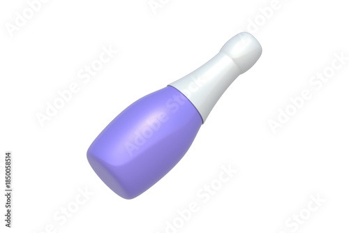 Champagne bottle of purple color isolated on white background. Alcoholic drink. Sparkling wine. 3d render