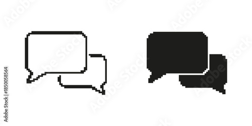 Pixel Art Speech Bubbles Icon Set. Communication, Messaging, And Chat Symbol Collection. Digital Interaction And Social Media Design. Isolated Vector Illustration