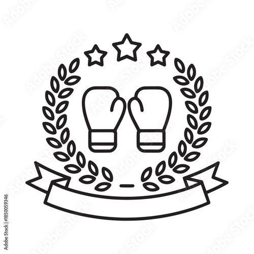 Boxing gloves emblem with laurel wreath and stars a sign of victory