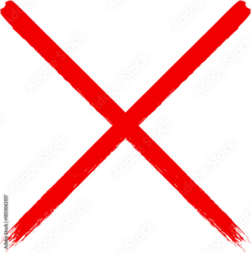 A striking red x mark dominates a stark black background simple design