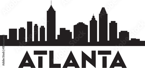 Atlanta cityscape outline icon clean modern skyline illustration black on transparent background