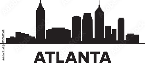 Atlanta cityscape outline icon modern clean skyline illustration black on transparent background