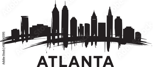 Atlanta cityscape silhouette in black with text on transparent background