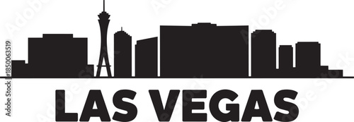 Las vegas cityscape outline icon clean modern skyline illustration black on transparent background