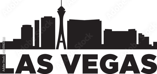 Las vegas nevada usa skyline cityscape silhouette vector illustration black and white