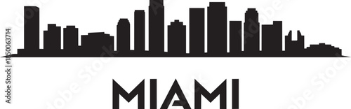 Miami florida usa skyline cityscape silhouette vector illustration black and white cityscape