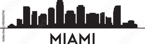 Miami florida usa skyline cityscape silhouette vector illustration black and white profile