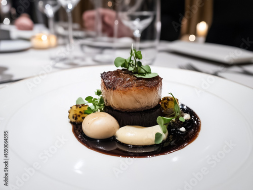 Exquisite Steak Fine Dining Experience – Perfectly Cooked Premium Cut with Artistic Plating	