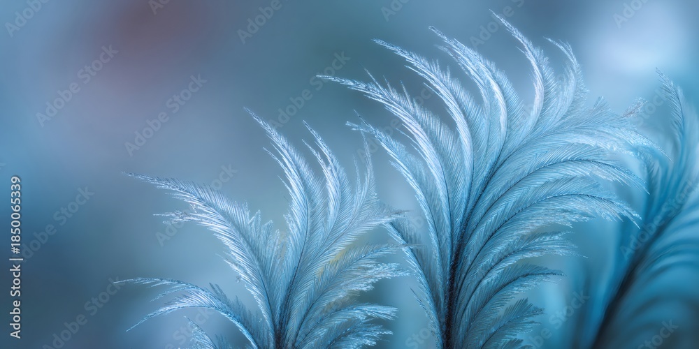 Obraz premium Delicate fern like frost patterns forming on a window pane, creating an elegant cold winter abstract background