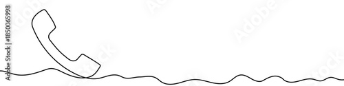 Classic telephone handset. Drawing in one line art style with editable black stroke on a white background. Vector illustration