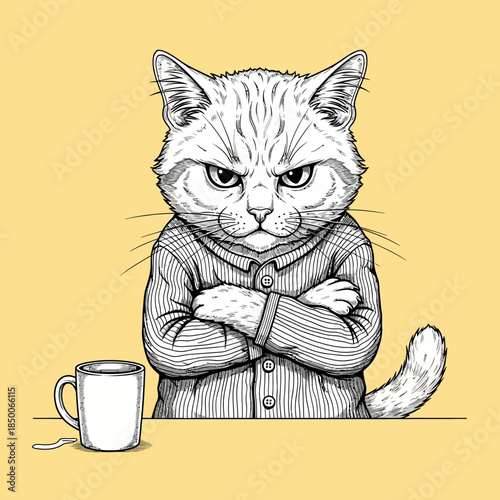 angry cat in a sweater.