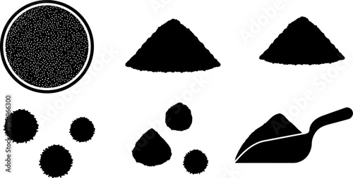 Coffee Grounds Solid Filled Icons Texture Shapes Granules Mound Scattered