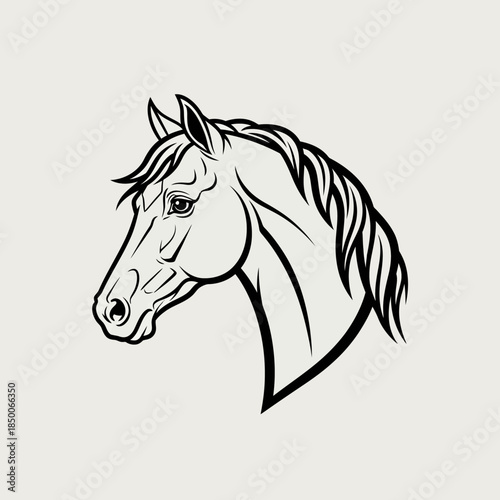 Black and White Horse Head Illustration.