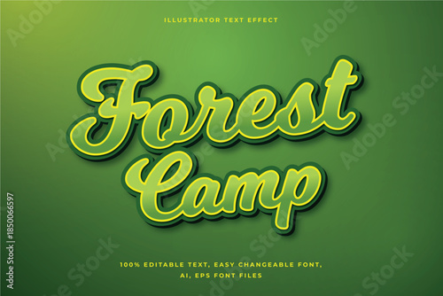 A vibrant green graphic with the words forest camp