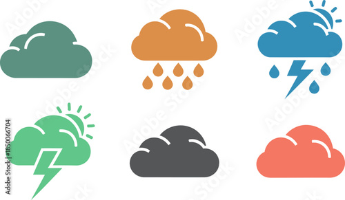 Weather Grid Solid Filled Icons Cloud Conditions Cloudy Sky Climate