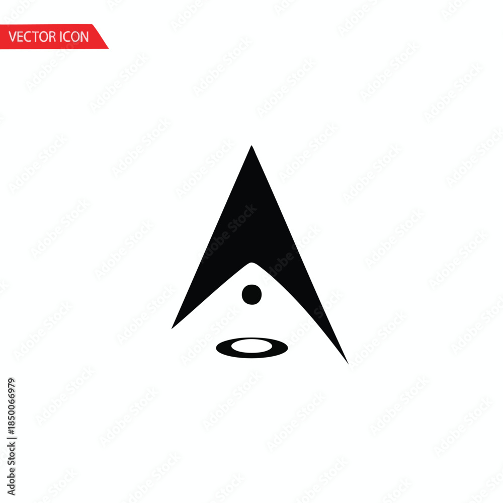Fototapeta premium Black geometric logo on white. Contains a triangle, a circle, a dot. Vector icon