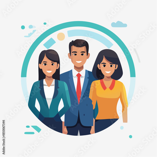 Diverse business team smiling together in modern office setting