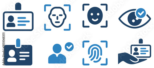 identity document biometric icon set