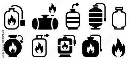 gas tank flammable icon set