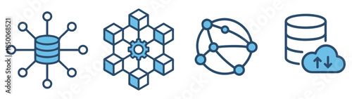 big data storage network icon set