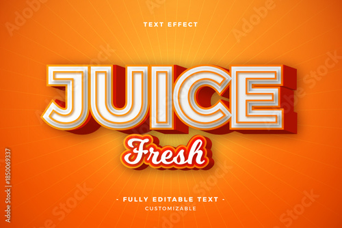 Fresh juice advertisement with bold 3d text on orange background