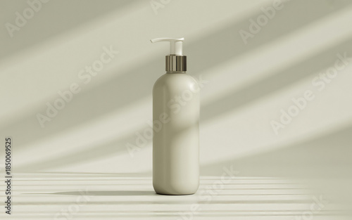 Modern lotion bottle on minimalist background