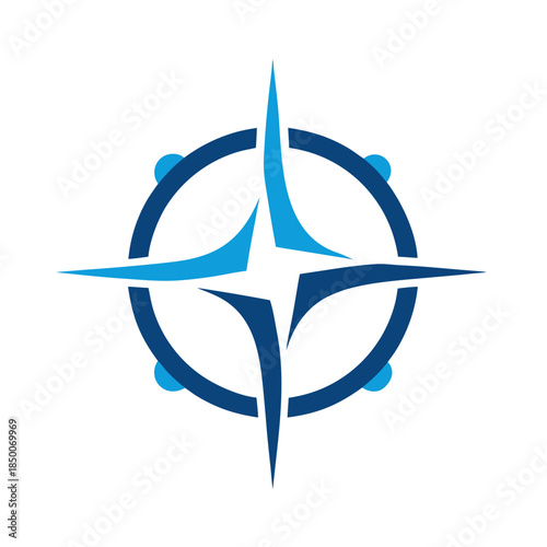 Modern compass logo design featuring blue gradient and circular elements