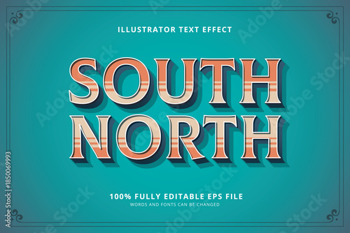 South north directional text on green background with orange and yellow letters
