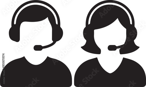 Customer Support Team Silhouette Vector Illustration