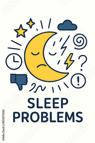 Sleep Problems and Insomnia Symptoms Concept Illustration