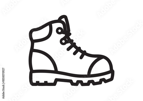Hiking boot icon, Hiking boot Black silhouette vector