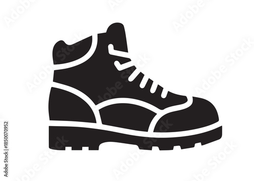 Hiking boot icon, Hiking boot Black silhouette vector