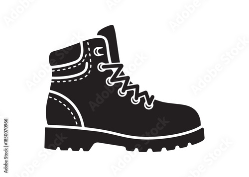 Hiking boot icon, Hiking boot Black silhouette vector