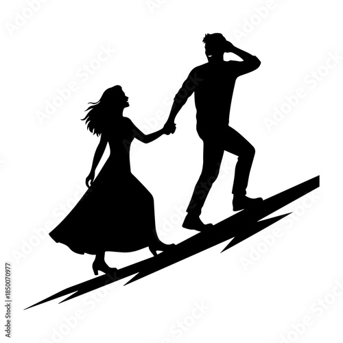 Couple climbing a jagged path together Vector
