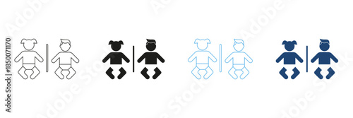 Baby Boy And Girl Icons Line And Solid Icon Set. Gender And Childcare Symbol Collection. Infant And Toddler Identification. Isolated Vector Illustration