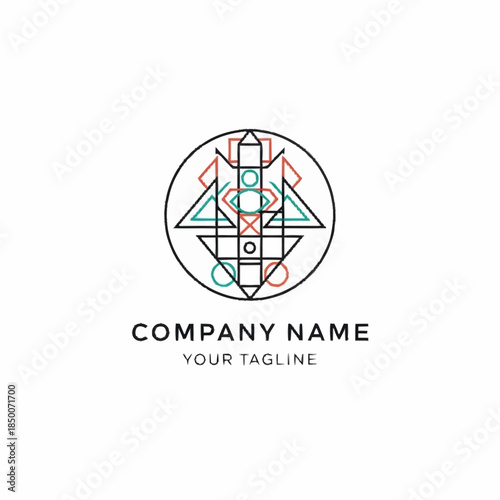 Geometric Logo Design with Abstract Shapes and Lines.