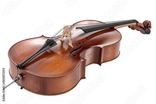 Classic wooden cello musical instrument on transparent background isolated with clipping path
