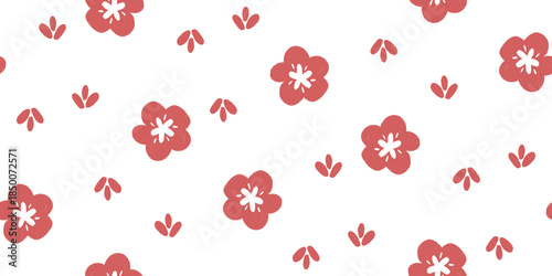 Hand painted red floral pattern symbolizing celebration and good luck