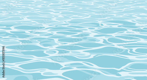 Abstract turquoise blue water surface texture with natural light reflections and ripples for swimming pool or ocean background designs.