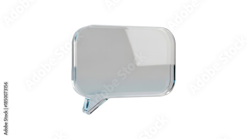 Modern transparent glass chat bubble emoji icon featuring subtle gradients and refractions ideal for contemporary social media interface designs