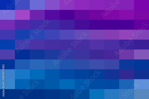Abstract digital pixel mosaic background with a smooth color gradient from vibrant purple to deep blue, modern geometric pattern texture.