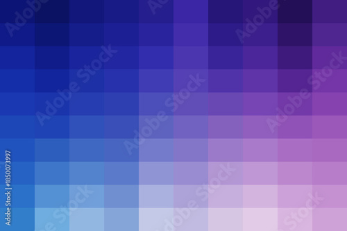 Abstract pixelated gradient background showcasing a dynamic transition from vibrant blue to soothing purple and soft pink hues, modern design art