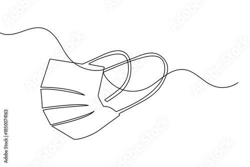 Safety face mask continuous one line drawing minimalist style vector outline for medical design