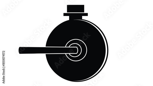 A minimalist black and white illustration of a vintage pocket watch with a chain